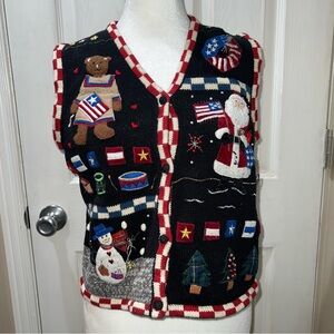 Vintage 90’s “Ugly” Christmas Sweater Embroidered Vest